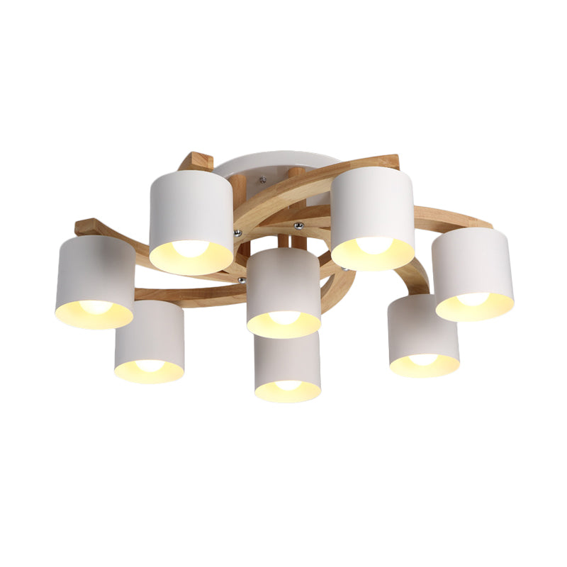 Cylinder Shade Semi Ceiling Mount Light Nordic Metal Flush Light for Living Room Villa Clearhalo 'Ceiling Lights' 'Close To Ceiling Lights' 'Close to ceiling' 'Semi-flushmount' Lighting' 1871069