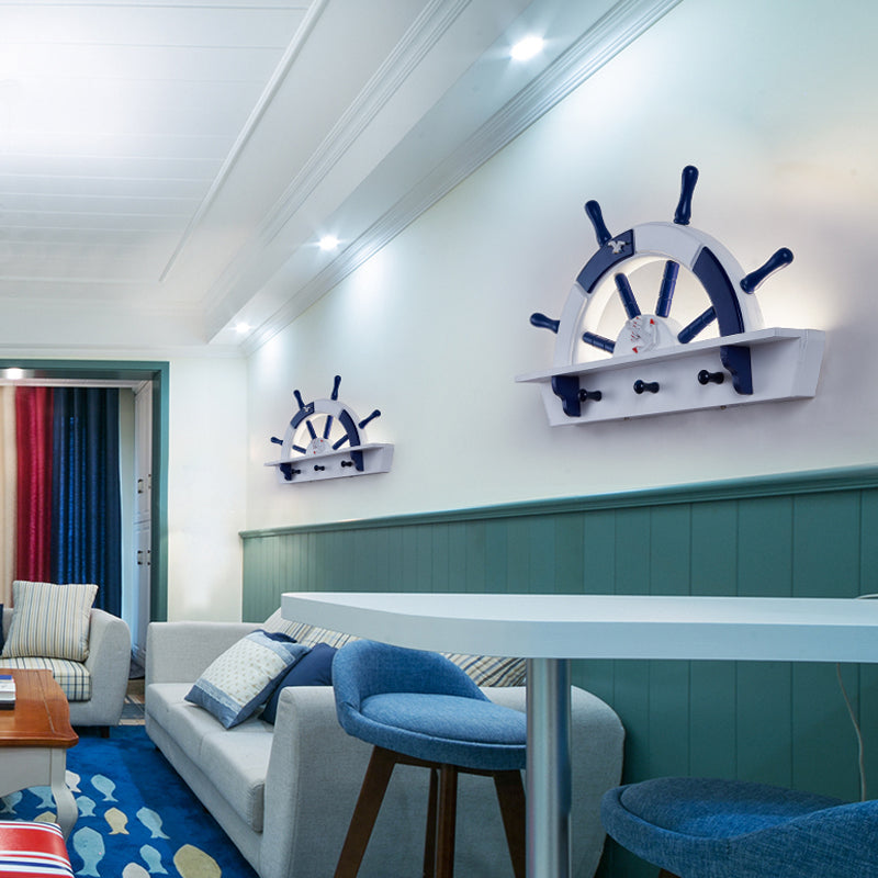 Half-Rudder Boys Bedroom Wall Sconce Acrylic Nautical LED Wall Light in Blue Clearhalo 'Wall Lamps & Sconces' 'Wall Lights' Lighting' 187108