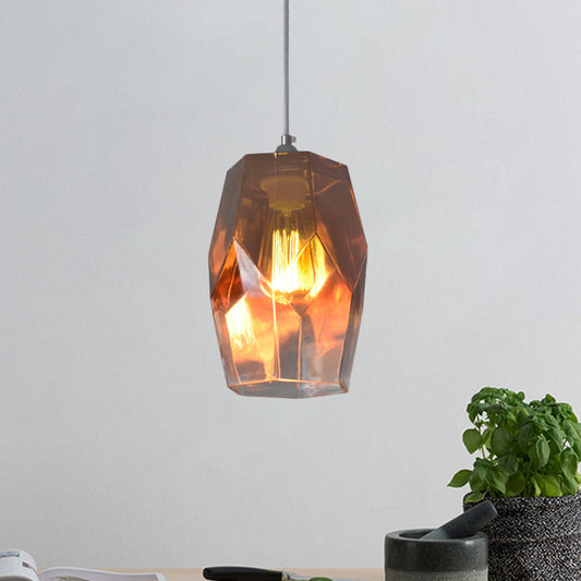 Contemporary Style Pendant Light Polyhedron 1 Light Open Clear Glass Ceiling Pendant Lamp for Kitchen Clearhalo 'Ceiling Lights' 'Glass shade' 'Glass' 'Modern Pendants' 'Modern' 'Pendant Lights' 'Pendants' Lighting' 1871098