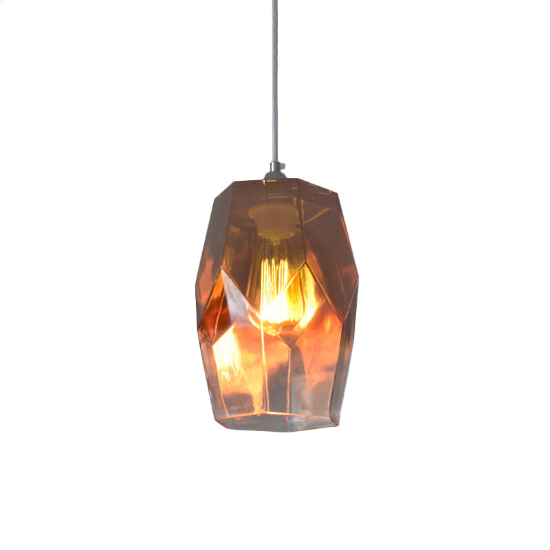 Contemporary Style Pendant Light Polyhedron 1 Light Open Clear Glass Ceiling Pendant Lamp for Kitchen Clearhalo 'Ceiling Lights' 'Glass shade' 'Glass' 'Modern Pendants' 'Modern' 'Pendant Lights' 'Pendants' Lighting' 1871099