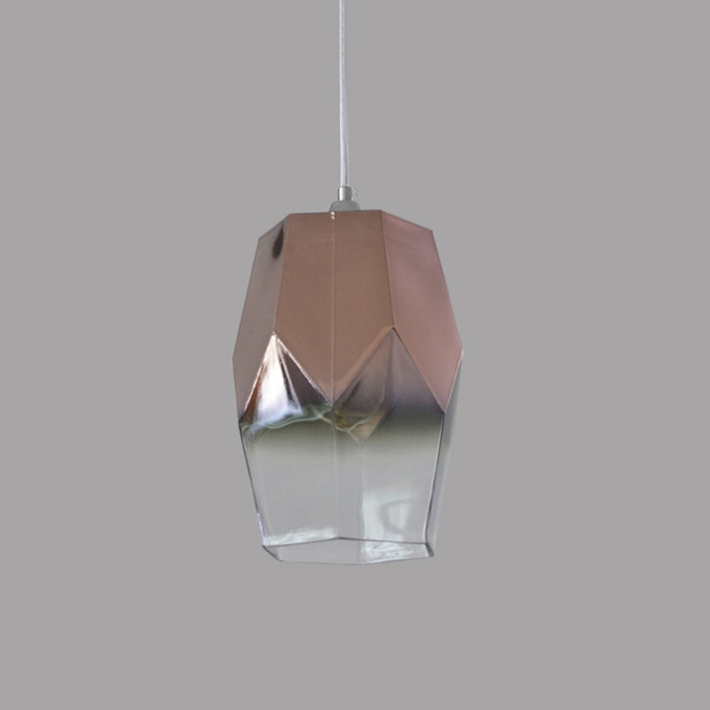 Contemporary Style Pendant Light Polyhedron 1 Light Open Clear Glass Ceiling Pendant Lamp for Kitchen Clearhalo 'Ceiling Lights' 'Glass shade' 'Glass' 'Modern Pendants' 'Modern' 'Pendant Lights' 'Pendants' Lighting' 1871100