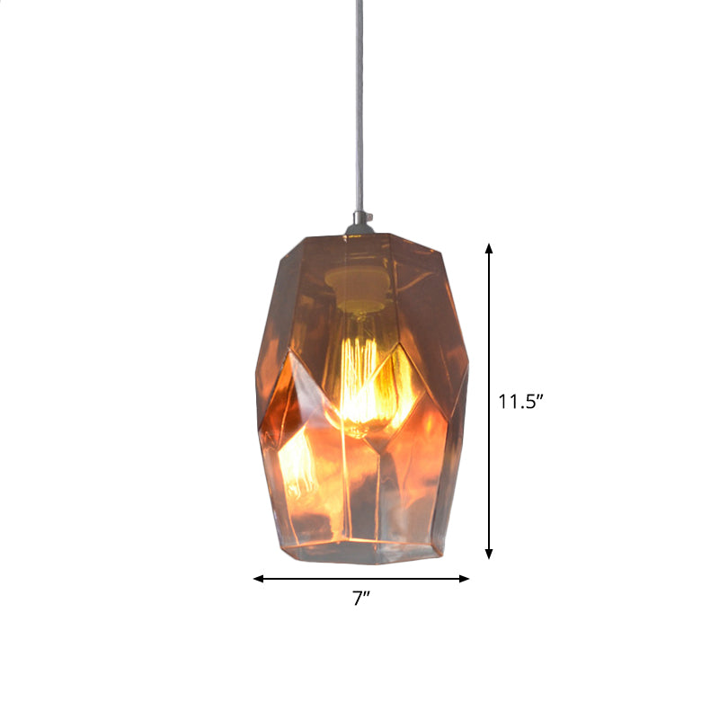 Contemporary Style Pendant Light Polyhedron 1 Light Open Clear Glass Ceiling Pendant Lamp for Kitchen Clearhalo 'Ceiling Lights' 'Glass shade' 'Glass' 'Modern Pendants' 'Modern' 'Pendant Lights' 'Pendants' Lighting' 1871101