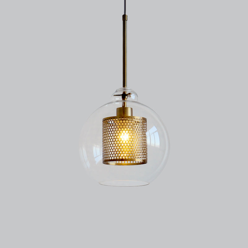 1 Light Orb Pendant Light Contemporary Clear Glass Metal Ceiling Hanging Light for Dining Room Clearhalo 'Ceiling Lights' 'Glass shade' 'Glass' 'Modern Pendants' 'Modern' 'Pendant Lights' 'Pendants' Lighting' 1871115