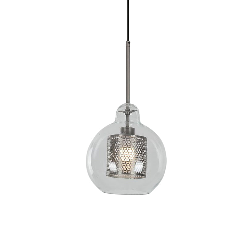 1 Light Orb Pendant Light Contemporary Clear Glass Metal Ceiling Hanging Light for Dining Room Clearhalo 'Ceiling Lights' 'Glass shade' 'Glass' 'Modern Pendants' 'Modern' 'Pendant Lights' 'Pendants' Lighting' 1871119