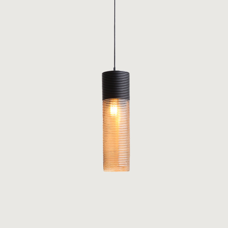 Hotel Dining Table Hanging Light Ridged Glass Single Light Contemporary Pendant Light in Amber Clearhalo 'Ceiling Lights' 'Glass shade' 'Glass' 'Modern Pendants' 'Modern' 'Pendant Lights' 'Pendants' Lighting' 1871124