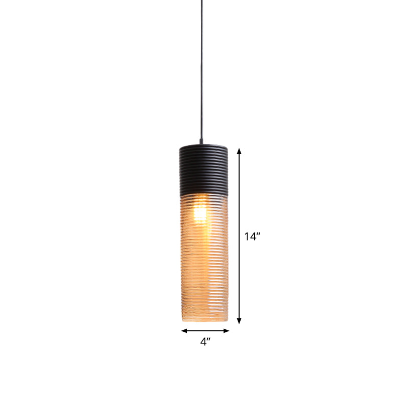 Hotel Dining Table Hanging Light Ridged Glass Single Light Contemporary Pendant Light in Amber Clearhalo 'Ceiling Lights' 'Glass shade' 'Glass' 'Modern Pendants' 'Modern' 'Pendant Lights' 'Pendants' Lighting' 1871125