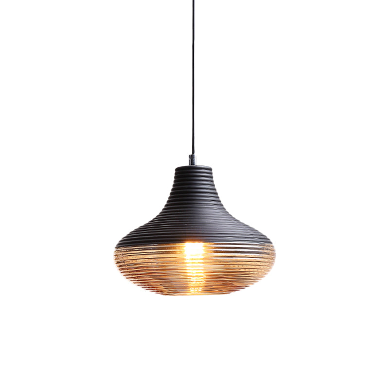 Hotel Dining Table Hanging Light Ridged Glass Single Light Contemporary Pendant Light in Amber Clearhalo 'Ceiling Lights' 'Glass shade' 'Glass' 'Modern Pendants' 'Modern' 'Pendant Lights' 'Pendants' Lighting' 1871134