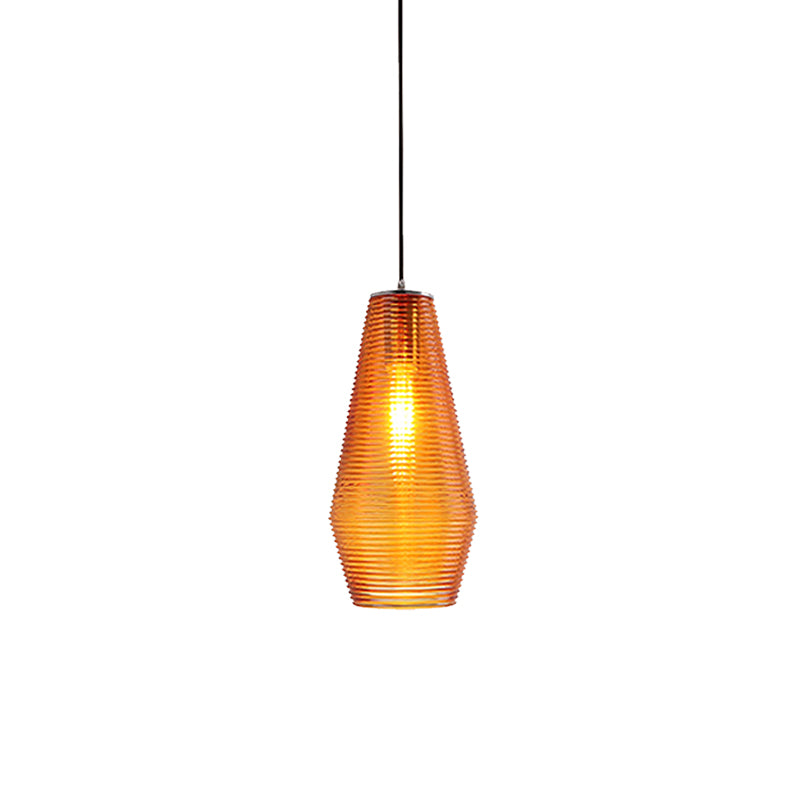 Ridged Glass Vase Ceiling Pendant Light Cloth Shop One Head Contemporary Hanging Lamp Clearhalo 'Ceiling Lights' 'Modern Pendants' 'Modern' 'Pendant Lights' 'Pendants' Lighting' 1871138