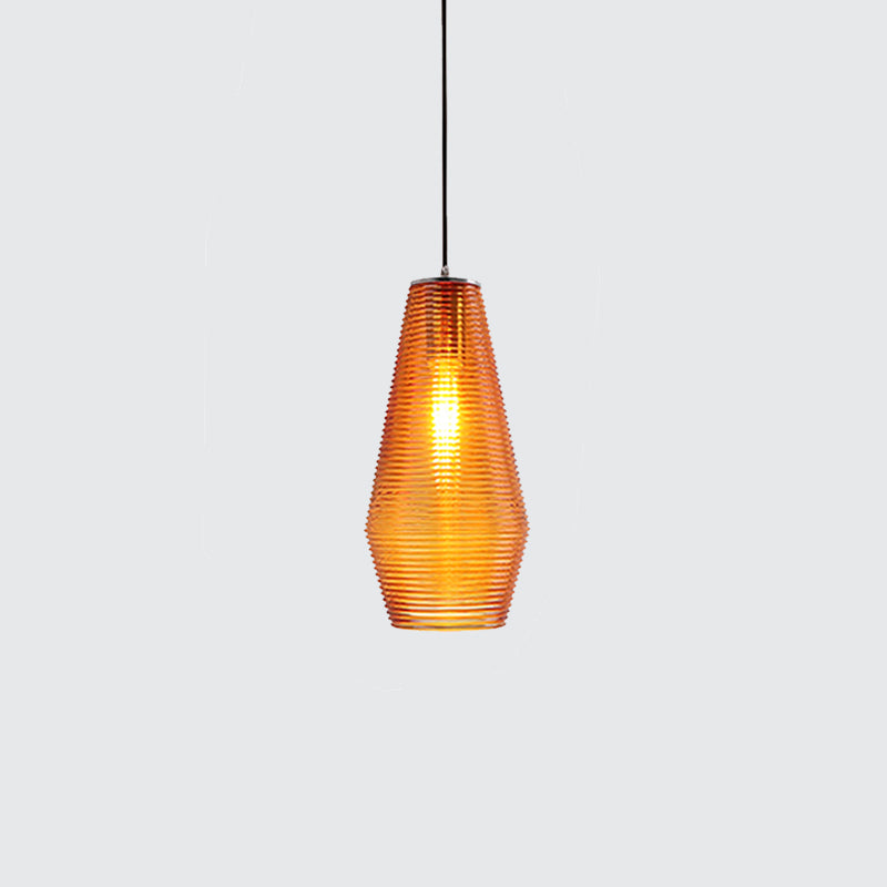 Ridged Glass Vase Ceiling Pendant Light Cloth Shop One Head Contemporary Hanging Lamp Clearhalo 'Ceiling Lights' 'Modern Pendants' 'Modern' 'Pendant Lights' 'Pendants' Lighting' 1871139