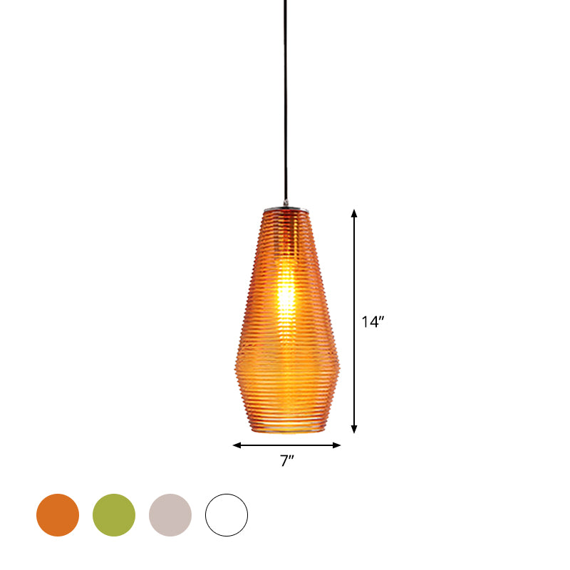 Ridged Glass Vase Ceiling Pendant Light Cloth Shop One Head Contemporary Hanging Lamp Clearhalo 'Ceiling Lights' 'Modern Pendants' 'Modern' 'Pendant Lights' 'Pendants' Lighting' 1871140