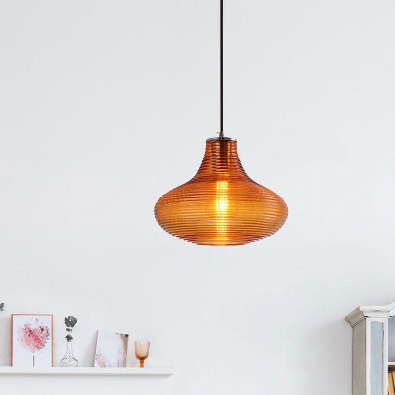 Ridged Glass Vase Ceiling Pendant Light Cloth Shop One Head Contemporary Hanging Lamp Clearhalo 'Ceiling Lights' 'Modern Pendants' 'Modern' 'Pendant Lights' 'Pendants' Lighting' 1871142