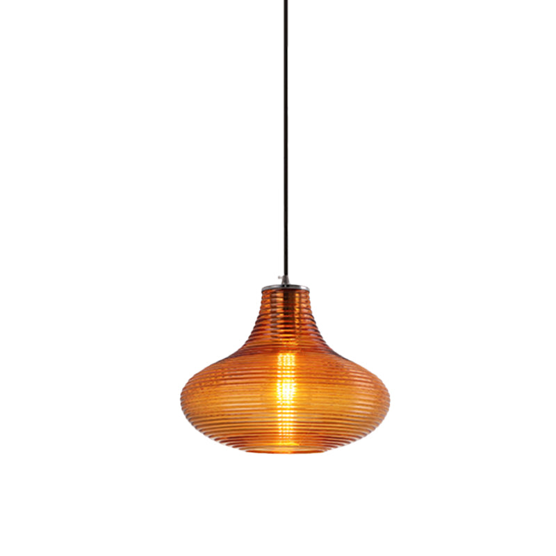 Ridged Glass Vase Ceiling Pendant Light Cloth Shop One Head Contemporary Hanging Lamp Clearhalo 'Ceiling Lights' 'Modern Pendants' 'Modern' 'Pendant Lights' 'Pendants' Lighting' 1871143