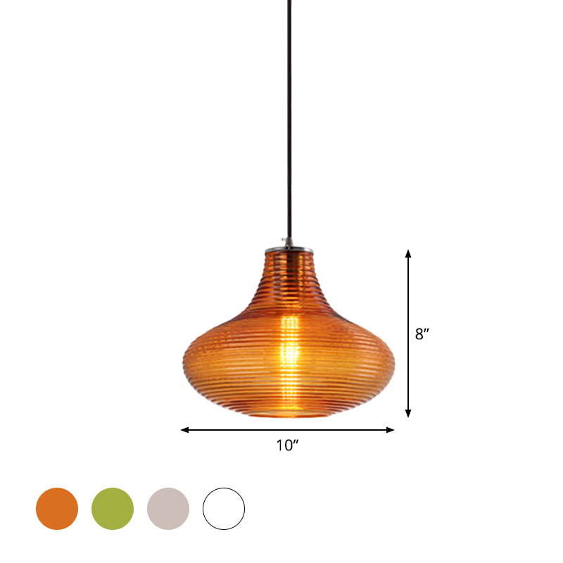 Ridged Glass Vase Ceiling Pendant Light Cloth Shop One Head Contemporary Hanging Lamp Clearhalo 'Ceiling Lights' 'Modern Pendants' 'Modern' 'Pendant Lights' 'Pendants' Lighting' 1871145