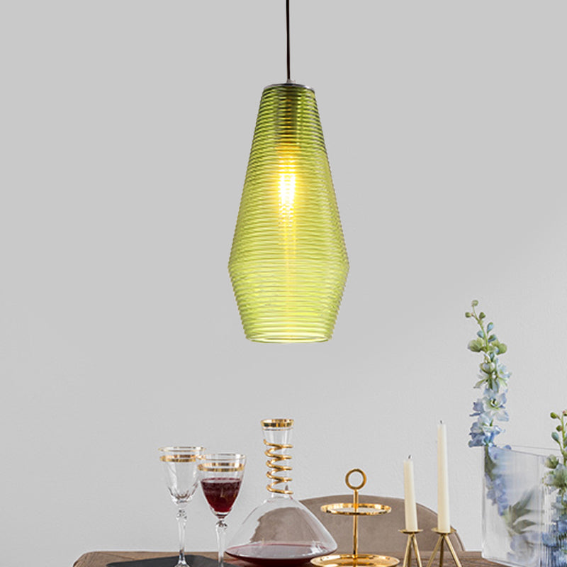 Ridged Glass Vase Ceiling Pendant Light Cloth Shop One Head Contemporary Hanging Lamp Clearhalo 'Ceiling Lights' 'Modern Pendants' 'Modern' 'Pendant Lights' 'Pendants' Lighting' 1871146