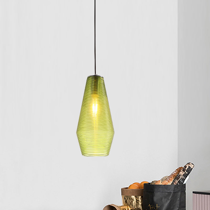 Ridged Glass Vase Ceiling Pendant Light Cloth Shop One Head Contemporary Hanging Lamp Clearhalo 'Ceiling Lights' 'Modern Pendants' 'Modern' 'Pendant Lights' 'Pendants' Lighting' 1871147