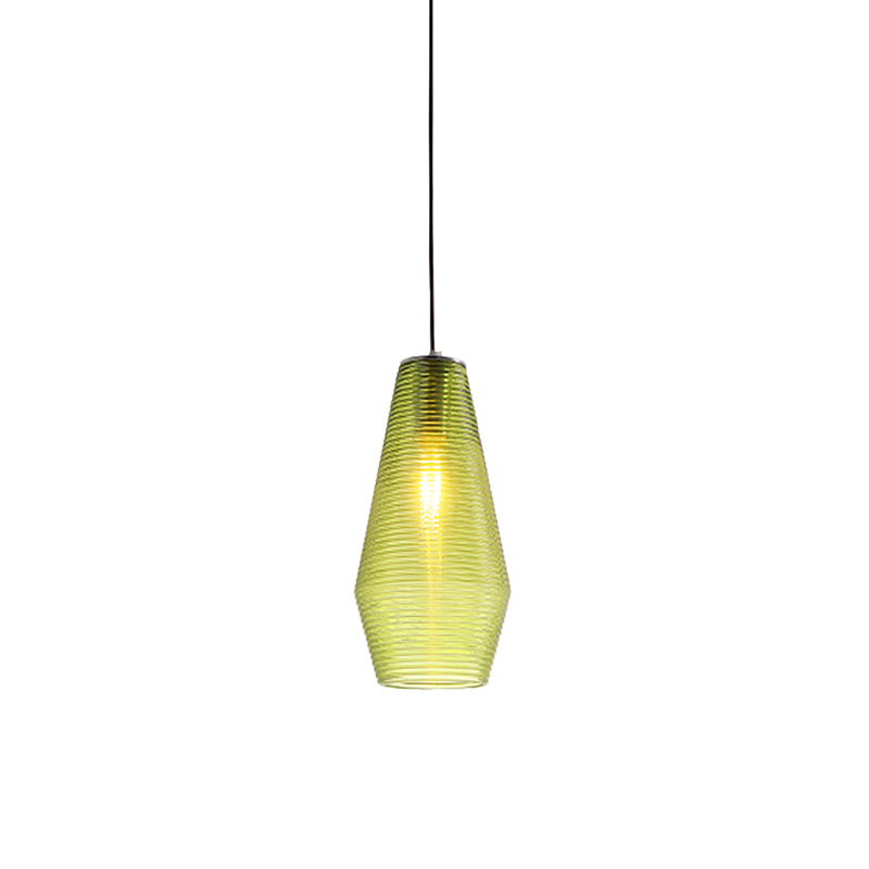 Ridged Glass Vase Ceiling Pendant Light Cloth Shop One Head Contemporary Hanging Lamp Clearhalo 'Ceiling Lights' 'Modern Pendants' 'Modern' 'Pendant Lights' 'Pendants' Lighting' 1871148