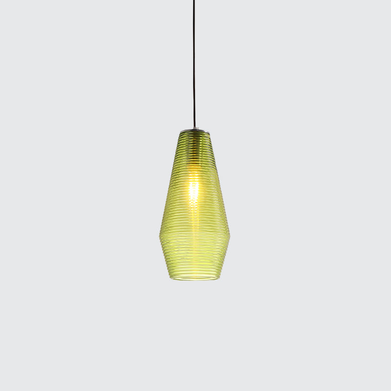 Ridged Glass Vase Ceiling Pendant Light Cloth Shop One Head Contemporary Hanging Lamp Clearhalo 'Ceiling Lights' 'Modern Pendants' 'Modern' 'Pendant Lights' 'Pendants' Lighting' 1871149