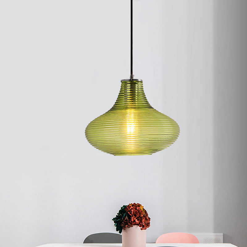 Ridged Glass Vase Ceiling Pendant Light Cloth Shop One Head Contemporary Hanging Lamp Clearhalo 'Ceiling Lights' 'Modern Pendants' 'Modern' 'Pendant Lights' 'Pendants' Lighting' 1871150