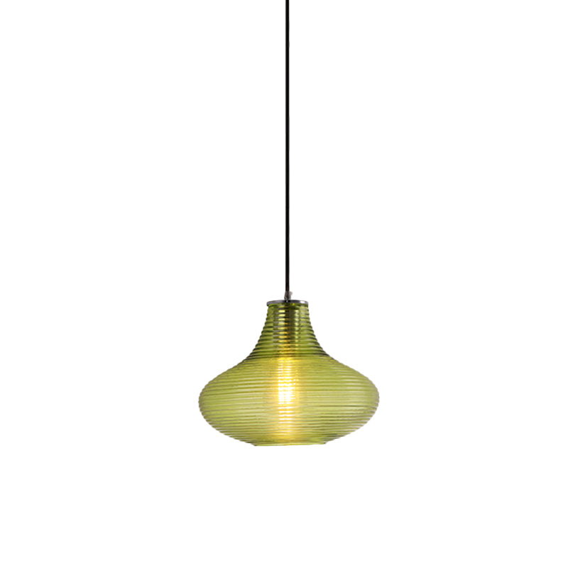 Ridged Glass Vase Ceiling Pendant Light Cloth Shop One Head Contemporary Hanging Lamp Clearhalo 'Ceiling Lights' 'Modern Pendants' 'Modern' 'Pendant Lights' 'Pendants' Lighting' 1871152