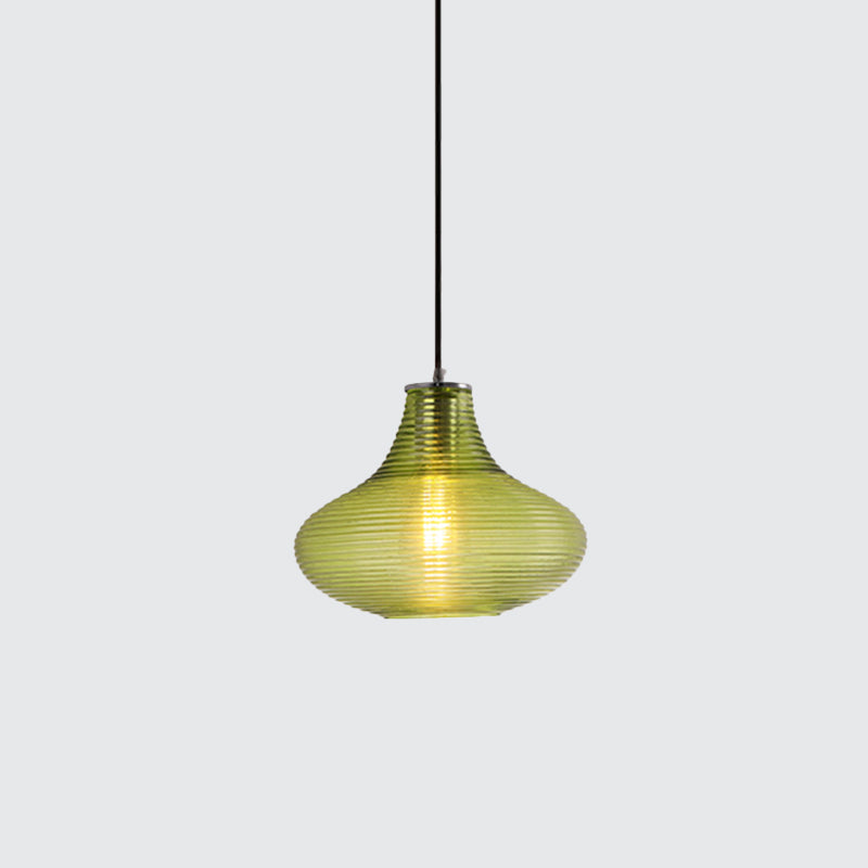 Ridged Glass Vase Ceiling Pendant Light Cloth Shop One Head Contemporary Hanging Lamp Clearhalo 'Ceiling Lights' 'Modern Pendants' 'Modern' 'Pendant Lights' 'Pendants' Lighting' 1871153