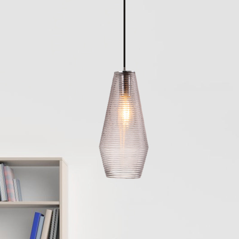 Ridged Glass Vase Ceiling Pendant Light Cloth Shop One Head Contemporary Hanging Lamp Clearhalo 'Ceiling Lights' 'Modern Pendants' 'Modern' 'Pendant Lights' 'Pendants' Lighting' 1871154