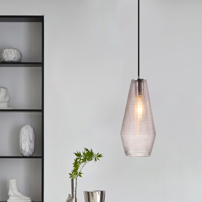 Ridged Glass Vase Ceiling Pendant Light Cloth Shop One Head Contemporary Hanging Lamp Clearhalo 'Ceiling Lights' 'Modern Pendants' 'Modern' 'Pendant Lights' 'Pendants' Lighting' 1871155