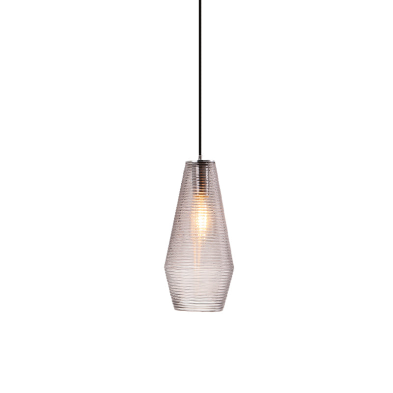 Ridged Glass Vase Ceiling Pendant Light Cloth Shop One Head Contemporary Hanging Lamp Clearhalo 'Ceiling Lights' 'Modern Pendants' 'Modern' 'Pendant Lights' 'Pendants' Lighting' 1871156