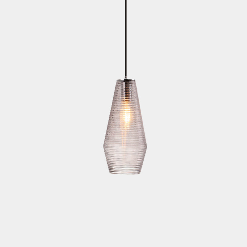 Ridged Glass Vase Ceiling Pendant Light Cloth Shop One Head Contemporary Hanging Lamp Clearhalo 'Ceiling Lights' 'Modern Pendants' 'Modern' 'Pendant Lights' 'Pendants' Lighting' 1871157