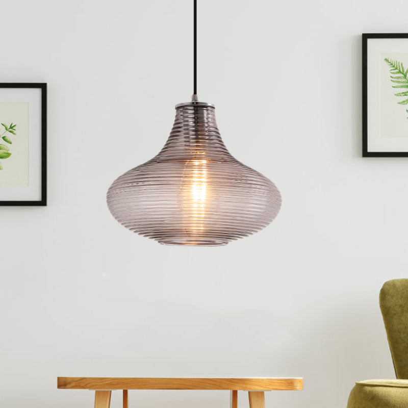 Ridged Glass Vase Ceiling Pendant Light Cloth Shop One Head Contemporary Hanging Lamp Clearhalo 'Ceiling Lights' 'Modern Pendants' 'Modern' 'Pendant Lights' 'Pendants' Lighting' 1871158