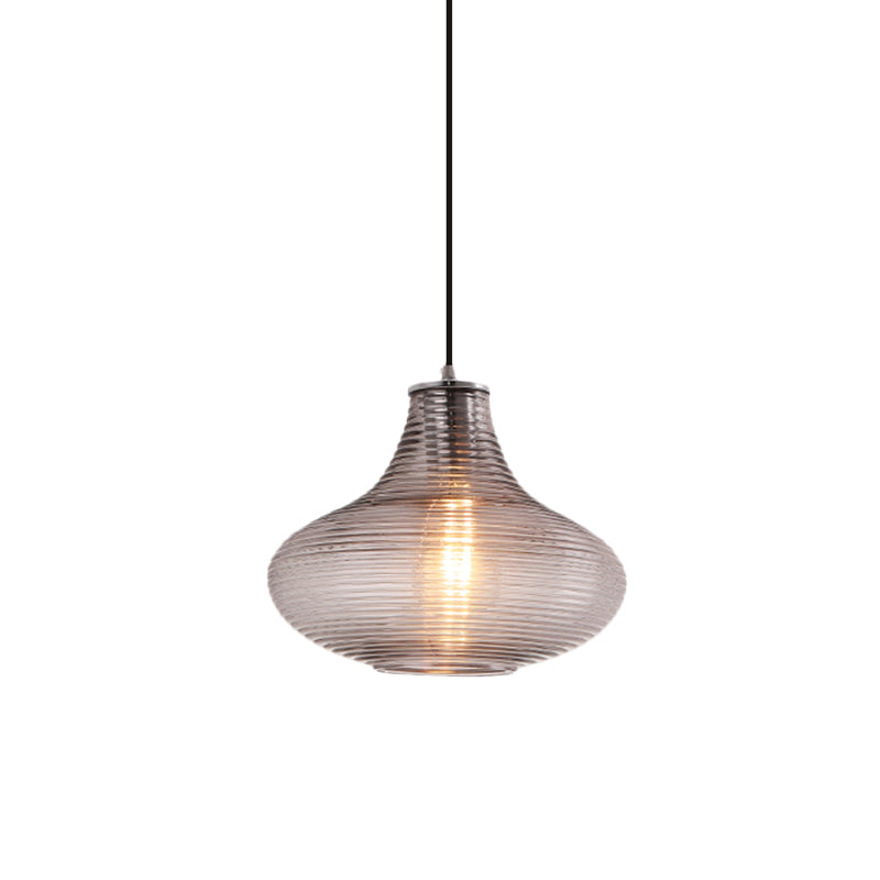 Ridged Glass Vase Ceiling Pendant Light Cloth Shop One Head Contemporary Hanging Lamp Clearhalo 'Ceiling Lights' 'Modern Pendants' 'Modern' 'Pendant Lights' 'Pendants' Lighting' 1871160