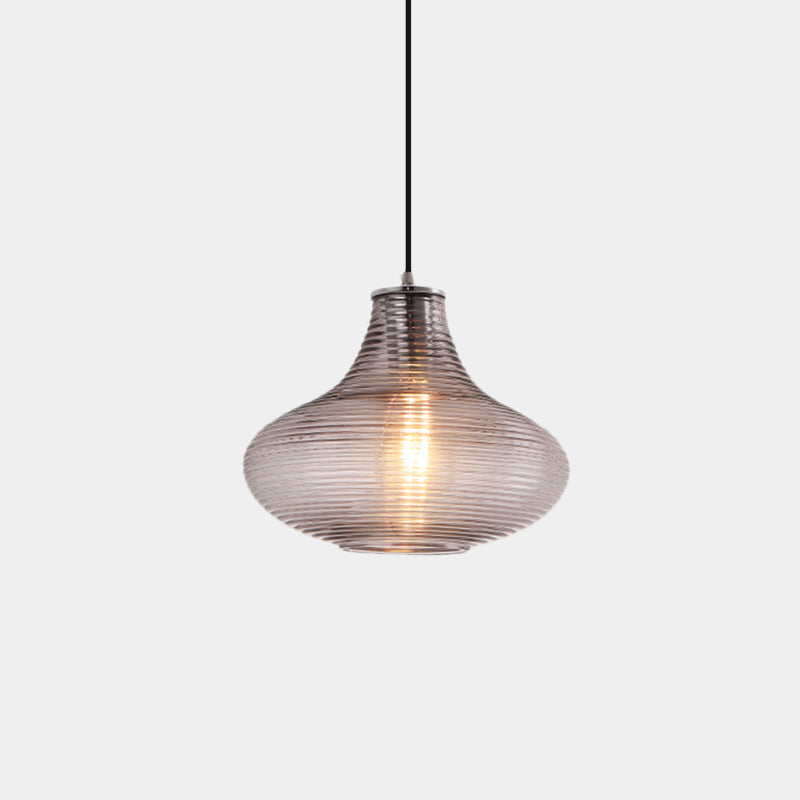 Ridged Glass Vase Ceiling Pendant Light Cloth Shop One Head Contemporary Hanging Lamp Clearhalo 'Ceiling Lights' 'Modern Pendants' 'Modern' 'Pendant Lights' 'Pendants' Lighting' 1871161