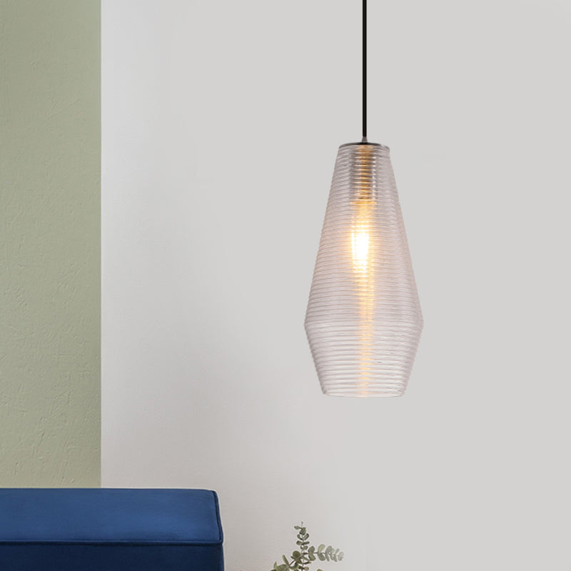 Ridged Glass Vase Ceiling Pendant Light Cloth Shop One Head Contemporary Hanging Lamp Clearhalo 'Ceiling Lights' 'Modern Pendants' 'Modern' 'Pendant Lights' 'Pendants' Lighting' 1871162