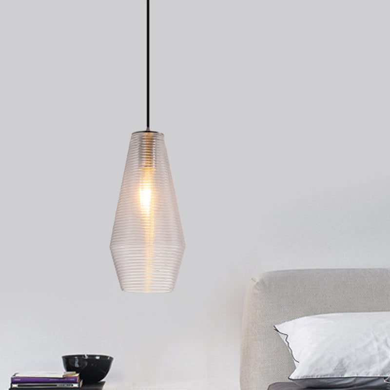 Ridged Glass Vase Ceiling Pendant Light Cloth Shop One Head Contemporary Hanging Lamp Clearhalo 'Ceiling Lights' 'Modern Pendants' 'Modern' 'Pendant Lights' 'Pendants' Lighting' 1871163