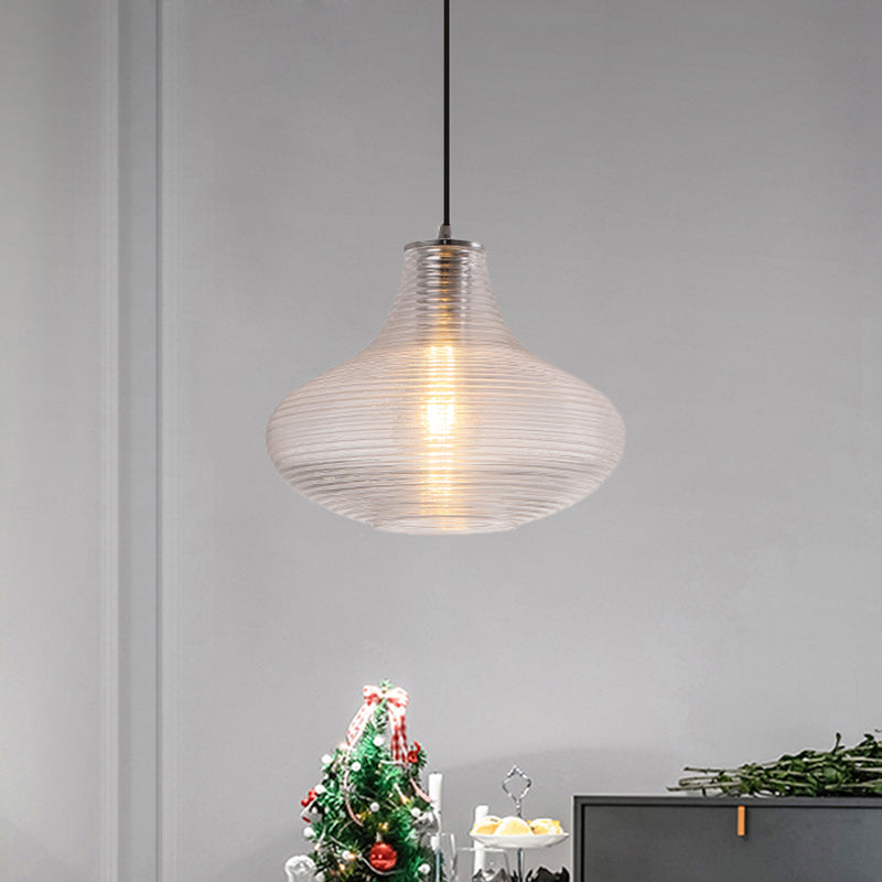 Ridged Glass Vase Ceiling Pendant Light Cloth Shop One Head Contemporary Hanging Lamp Clearhalo 'Ceiling Lights' 'Modern Pendants' 'Modern' 'Pendant Lights' 'Pendants' Lighting' 1871166