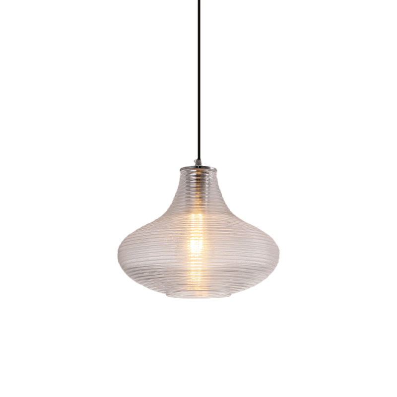 Ridged Glass Vase Ceiling Pendant Light Cloth Shop One Head Contemporary Hanging Lamp Clearhalo 'Ceiling Lights' 'Modern Pendants' 'Modern' 'Pendant Lights' 'Pendants' Lighting' 1871168