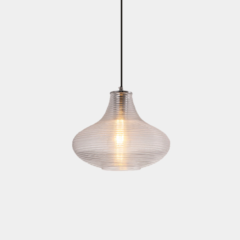 Ridged Glass Vase Ceiling Pendant Light Cloth Shop One Head Contemporary Hanging Lamp Clearhalo 'Ceiling Lights' 'Modern Pendants' 'Modern' 'Pendant Lights' 'Pendants' Lighting' 1871169