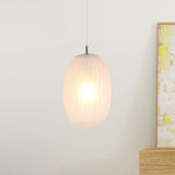 Fluted Glass Melon Hanging Light Single Light Modern Stylish Ceiling Pendant Light for Dining Room Clear Clearhalo 'Ceiling Lights' 'Glass shade' 'Glass' 'Modern Pendants' 'Modern' 'Pendant Lights' 'Pendants' Lighting' 1871179