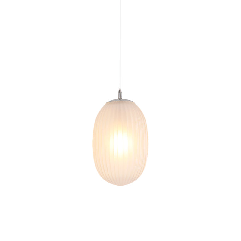 Fluted Glass Melon Hanging Light Single Light Modern Stylish Ceiling Pendant Light for Dining Room Clearhalo 'Ceiling Lights' 'Glass shade' 'Glass' 'Modern Pendants' 'Modern' 'Pendant Lights' 'Pendants' Lighting' 1871181