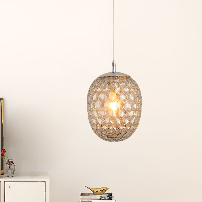 Dining Table Pineapple Shaped Pendant Light Hammered Glass 1 Head Modern Hanging Light Clearhalo 'Ceiling Lights' 'Glass shade' 'Glass' 'Modern Pendants' 'Modern' 'Pendant Lights' 'Pendants' Lighting' 1871184