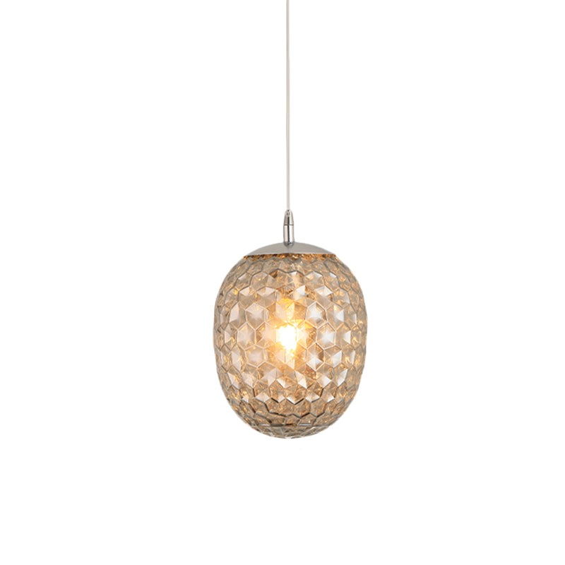 Dining Table Pineapple Shaped Pendant Light Hammered Glass 1 Head Modern Hanging Light Clearhalo 'Ceiling Lights' 'Glass shade' 'Glass' 'Modern Pendants' 'Modern' 'Pendant Lights' 'Pendants' Lighting' 1871185