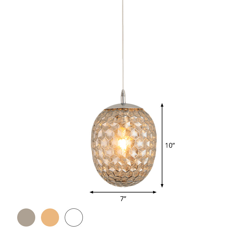 Dining Table Pineapple Shaped Pendant Light Hammered Glass 1 Head Modern Hanging Light Clearhalo 'Ceiling Lights' 'Glass shade' 'Glass' 'Modern Pendants' 'Modern' 'Pendant Lights' 'Pendants' Lighting' 1871187