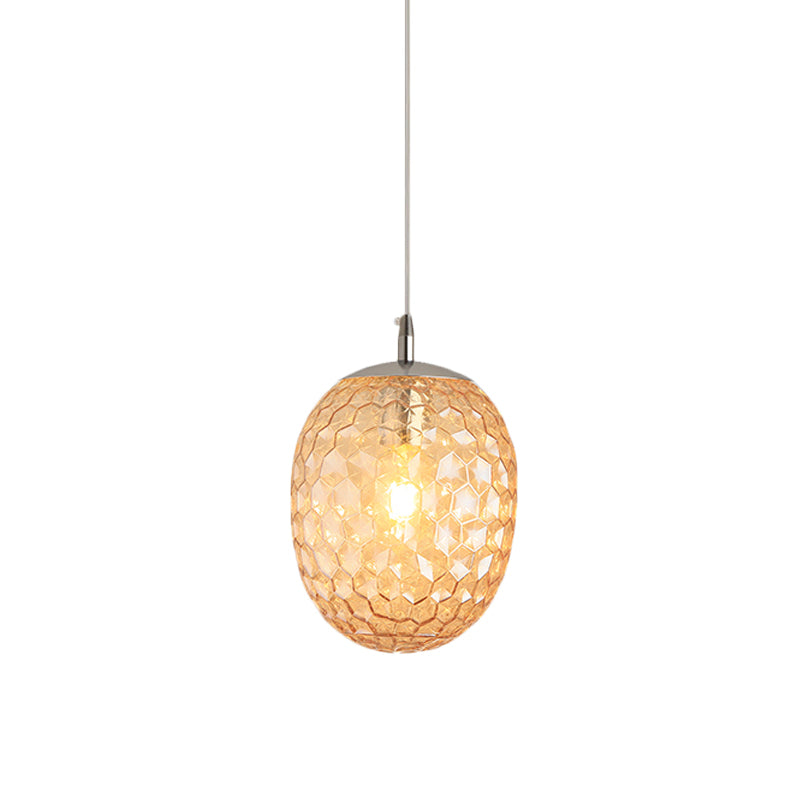 Dining Table Pineapple Shaped Pendant Light Hammered Glass 1 Head Modern Hanging Light Clearhalo 'Ceiling Lights' 'Glass shade' 'Glass' 'Modern Pendants' 'Modern' 'Pendant Lights' 'Pendants' Lighting' 1871191