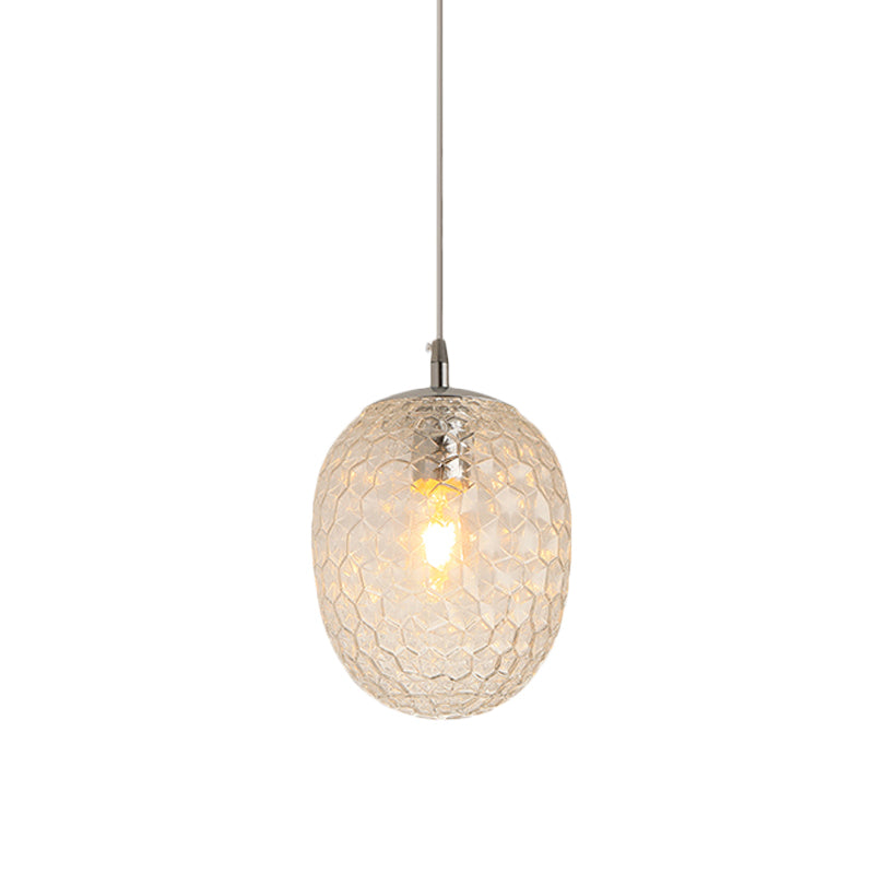 Dining Table Pineapple Shaped Pendant Light Hammered Glass 1 Head Modern Hanging Light Clearhalo 'Ceiling Lights' 'Glass shade' 'Glass' 'Modern Pendants' 'Modern' 'Pendant Lights' 'Pendants' Lighting' 1871194