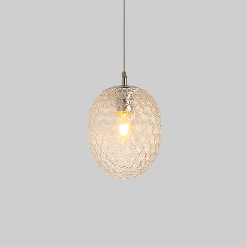 Dining Table Pineapple Shaped Pendant Light Hammered Glass 1 Head Modern Hanging Light Clearhalo 'Ceiling Lights' 'Glass shade' 'Glass' 'Modern Pendants' 'Modern' 'Pendant Lights' 'Pendants' Lighting' 1871195