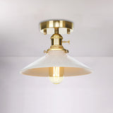 Metal Cone-shaped Ceiling Light Fixture One-light Vintage Semi Flush Mount in White for Kitchen Clearhalo 'Ceiling Lights' 'Close To Ceiling Lights' 'Close to ceiling' 'Semi-flushmount' Lighting' 1871241