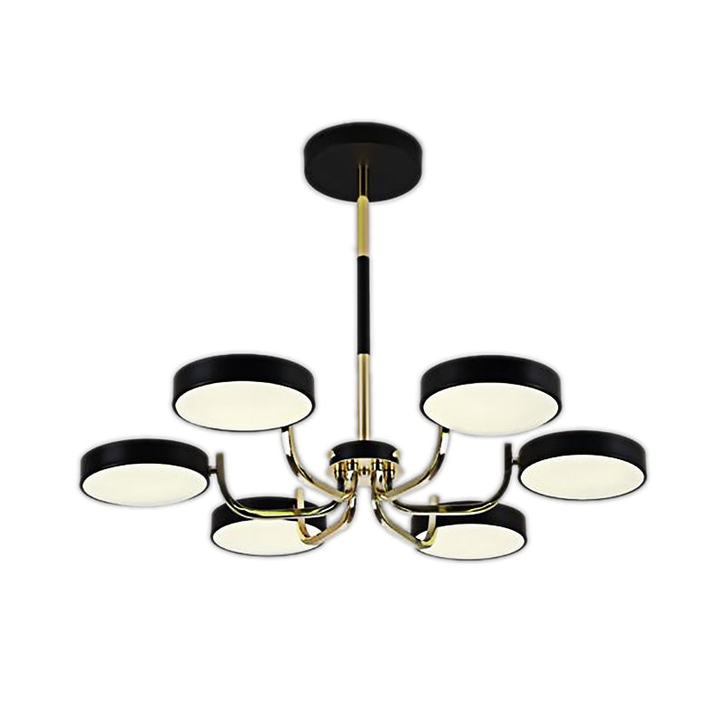 Macaron Stylish Round Chandelier Acrylic Wood 6 Heads Ceiling Pendant for Study Room Clearhalo 'Ceiling Lights' 'Chandeliers' Lighting' options 187149