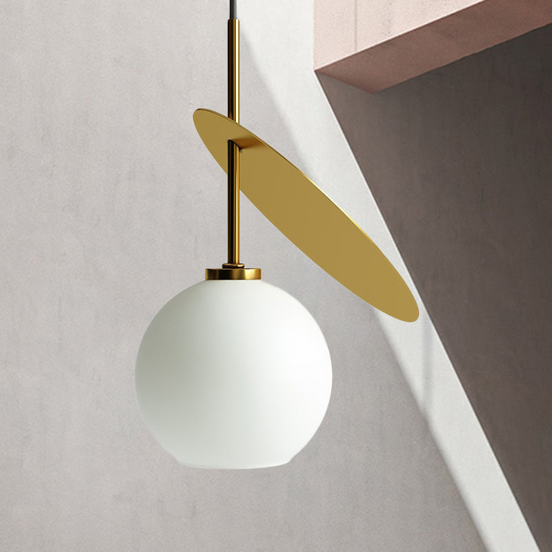 Modern Globe Pendant Lighting Open Glass Hanging Light with Metallic Circle for Restaurant Gold 10" Clearhalo 'Ceiling Lights' 'Chandeliers' 'Modern Chandeliers' 'Modern' Lighting' 1871501