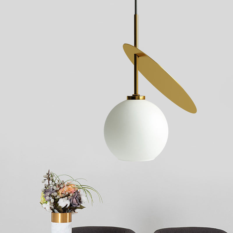 Modern Globe Pendant Lighting Open Glass Hanging Light with Metallic Circle for Restaurant Clearhalo 'Ceiling Lights' 'Chandeliers' 'Modern Chandeliers' 'Modern' Lighting' 1871502