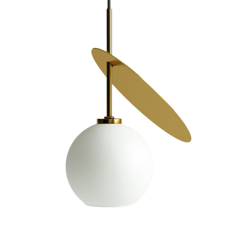 Modern Globe Pendant Lighting Open Glass Hanging Light with Metallic Circle for Restaurant Clearhalo 'Ceiling Lights' 'Chandeliers' 'Modern Chandeliers' 'Modern' Lighting' 1871503