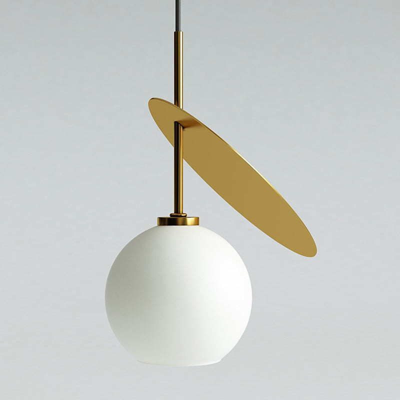 Modern Globe Pendant Lighting Open Glass Hanging Light with Metallic Circle for Restaurant Clearhalo 'Ceiling Lights' 'Chandeliers' 'Modern Chandeliers' 'Modern' Lighting' 1871504